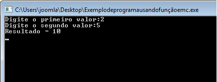 Exemplo de programa usando funçao em c