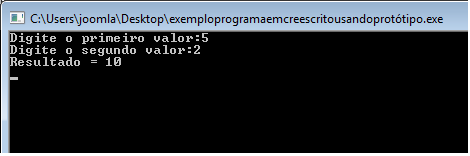 exemplo programa em c reescrito usando protótipo