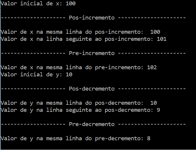 C] Aula 09 - Pré e Pós Incremento 